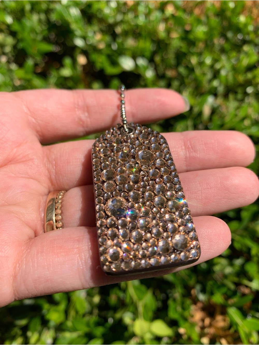 Coach 2” Chocolate Brown Hangtag with Champagne Rhinestones - Picture 6 of 9